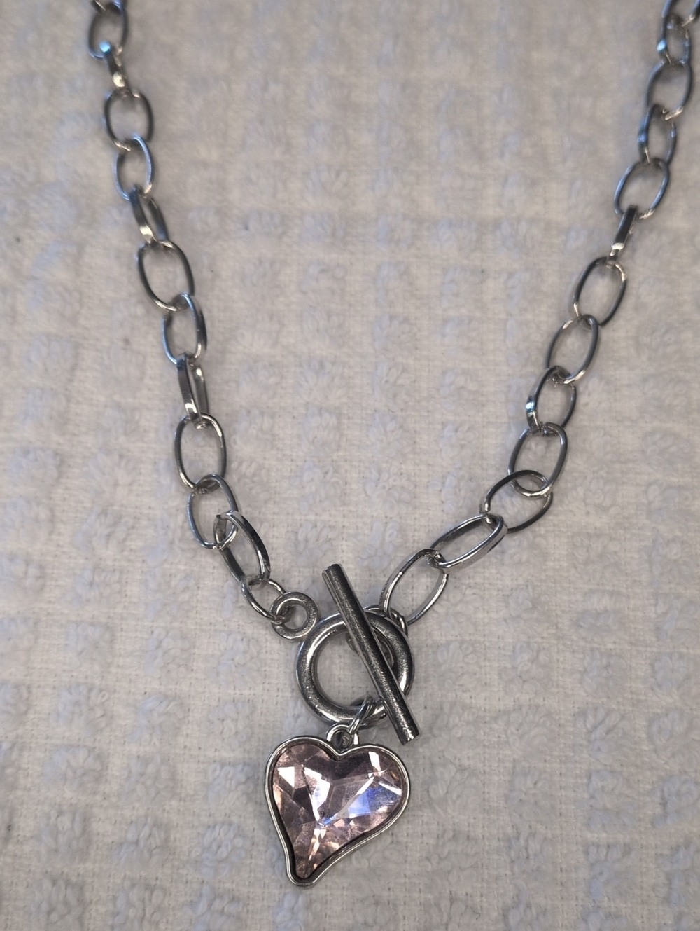 Pink Heart Charm With Chunky Linked Chain - Picture 3 of 7